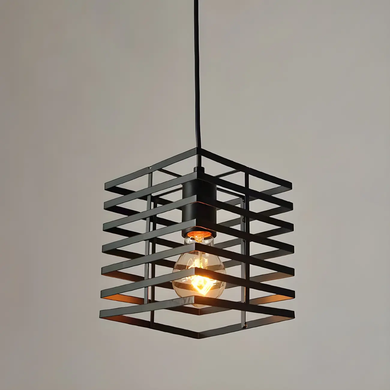Industrial Black 3-Light Lantern Pendant Light