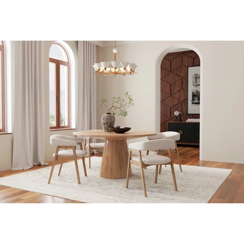Round Solid Wood Dining Table, Natural