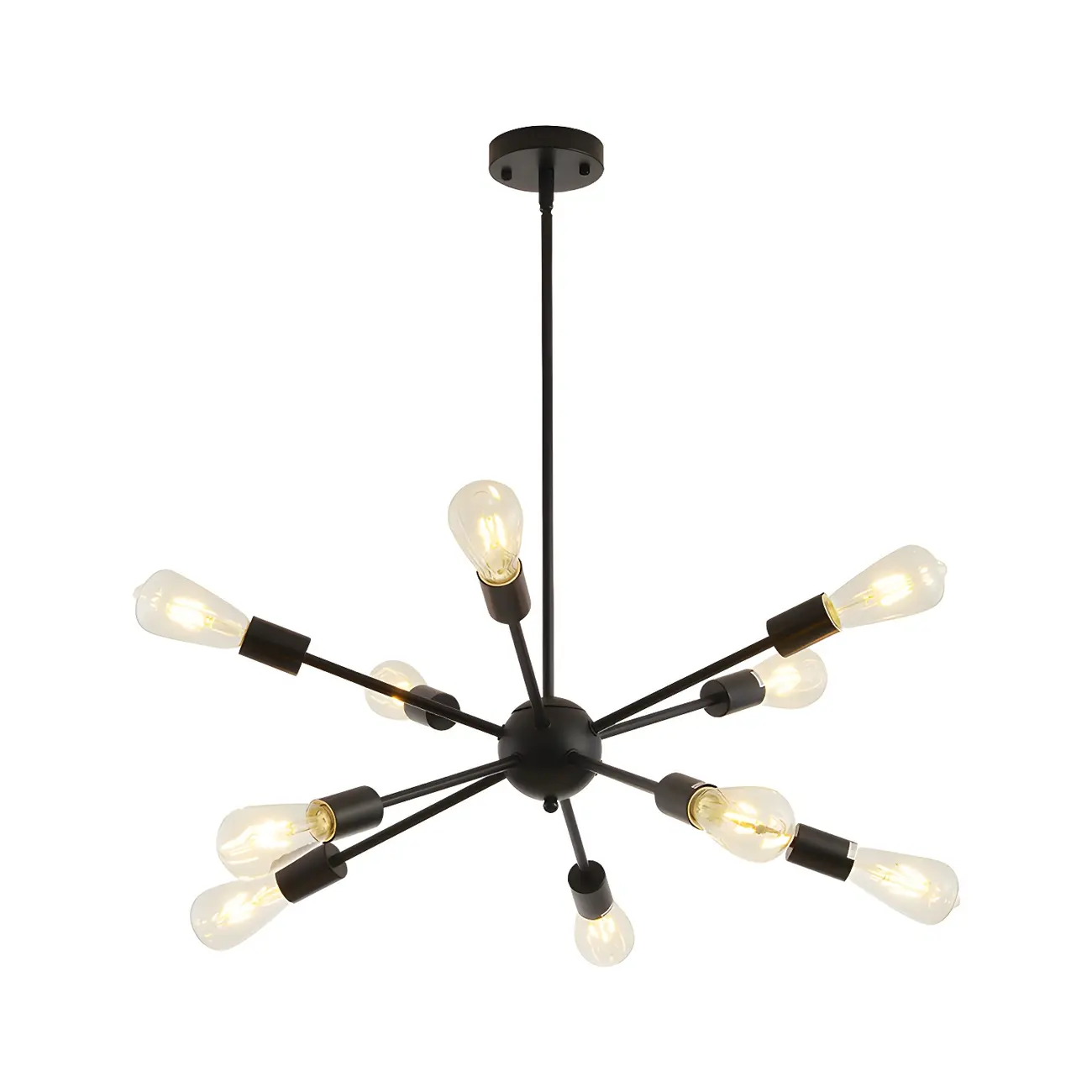 Modern Matte Black Metal Sputnik Chandelier Adjustable Downrod