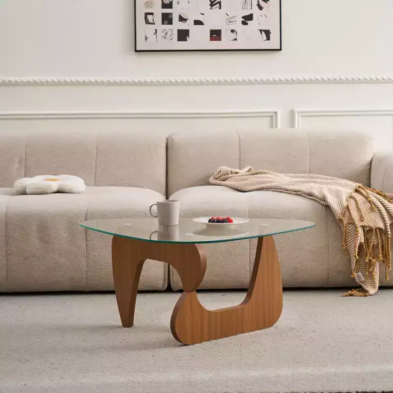 Fun little toys brand Mid-Century Modern Wood Center Table Small Farmhouse Coffee Table for Living Room, Brown