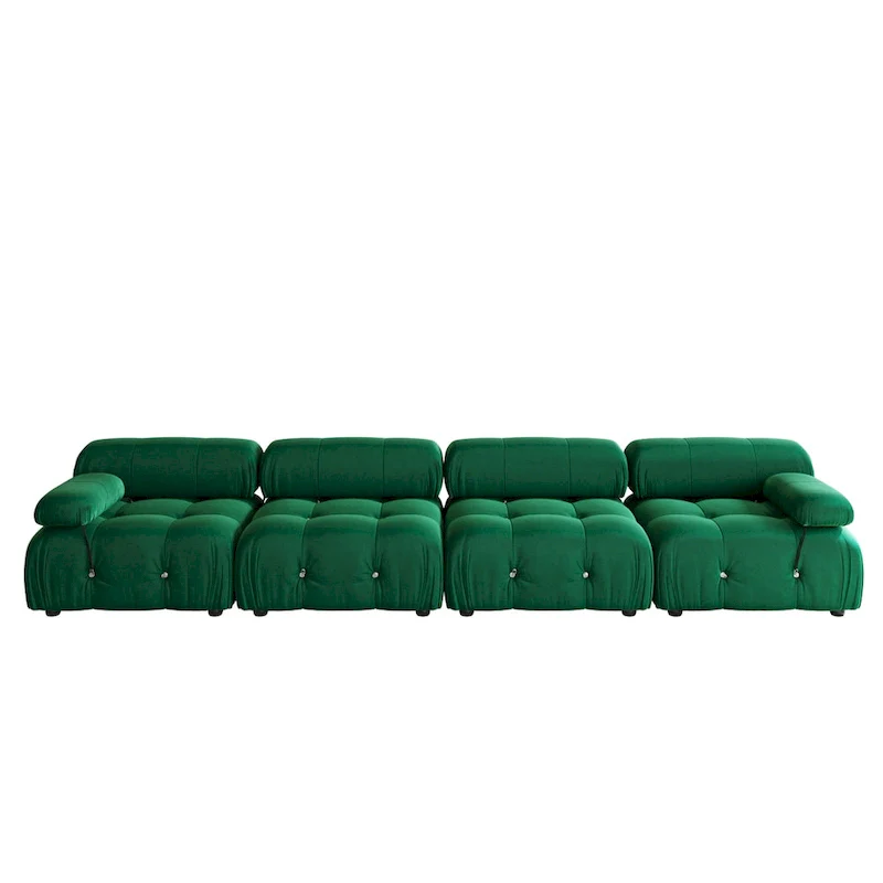 Velvet Fabric Upholstered Modular Sectional Sofa Modern Couch
