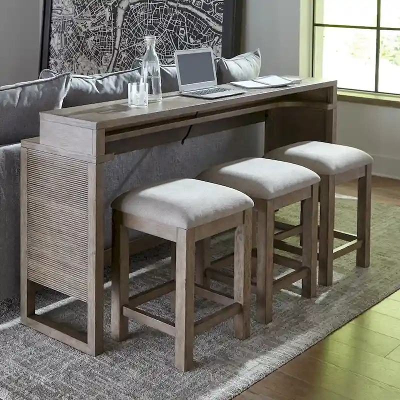 Dusty Taupe 4 Piece Console Bar Table Set