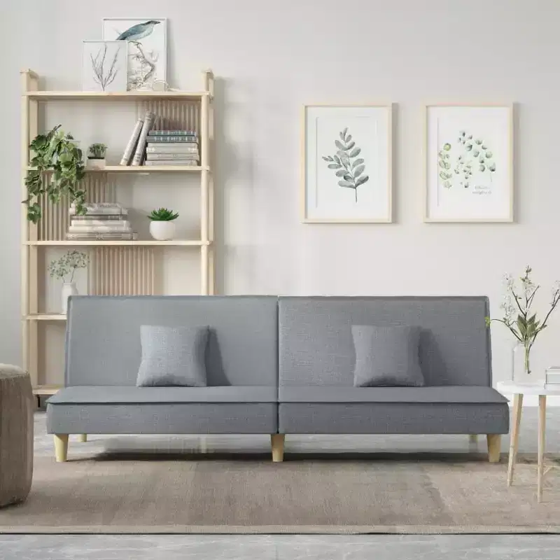 vidaXL Sofa Bed Light grey Fabric (100% polyester), plywood Medium