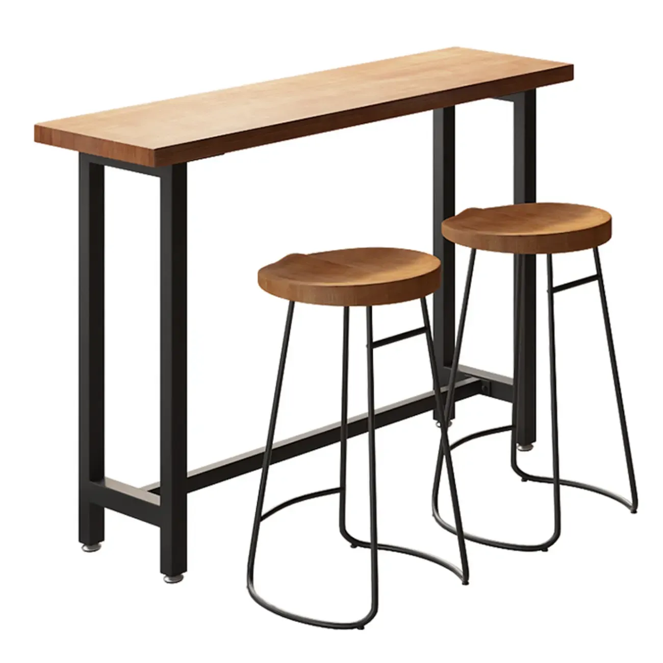 Footrest Natural Wooden Fixed Top Bar Tables