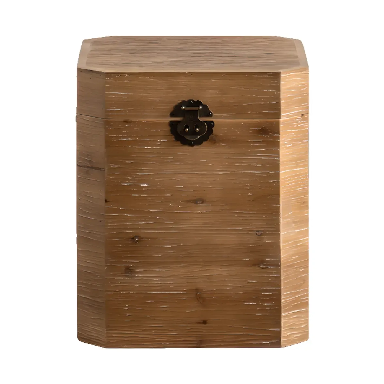 Natural Finish Square Rustic Wood End Table