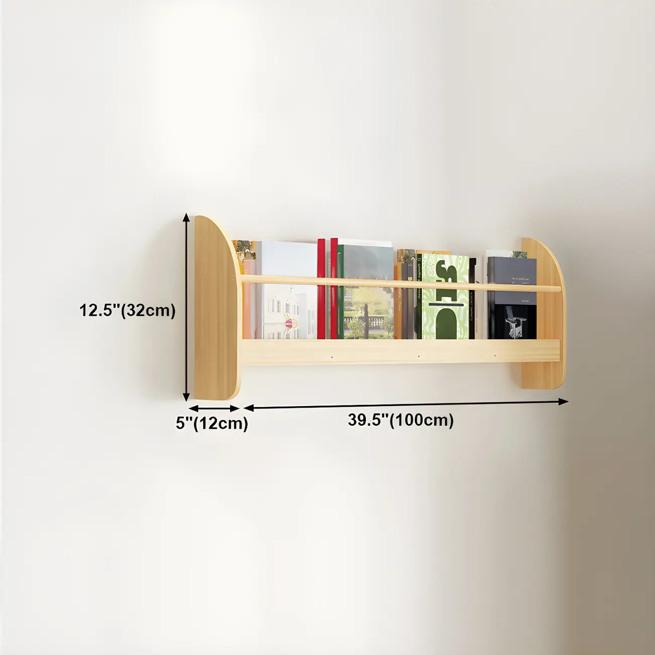 Modern Slim Wood Wall-Mounted Bookshelf
