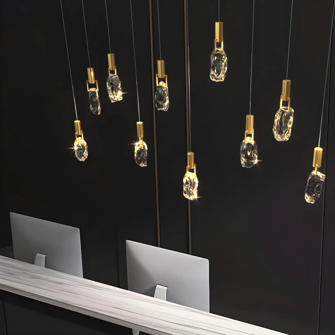 Modern Adjustable Crystal Linear Pendant Light