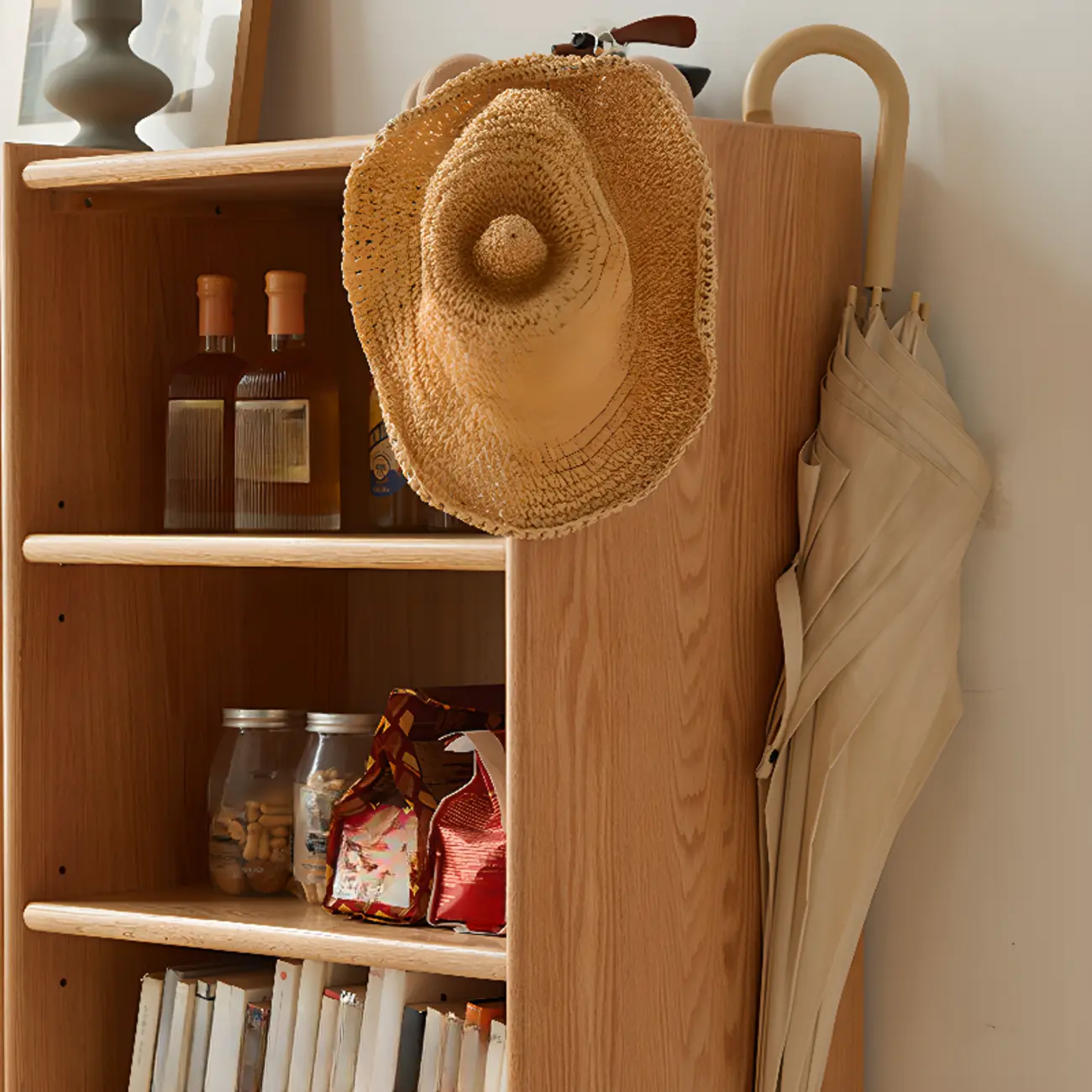 Modern Wooden 6-Tier Rectangle Oak Large Bookcase
