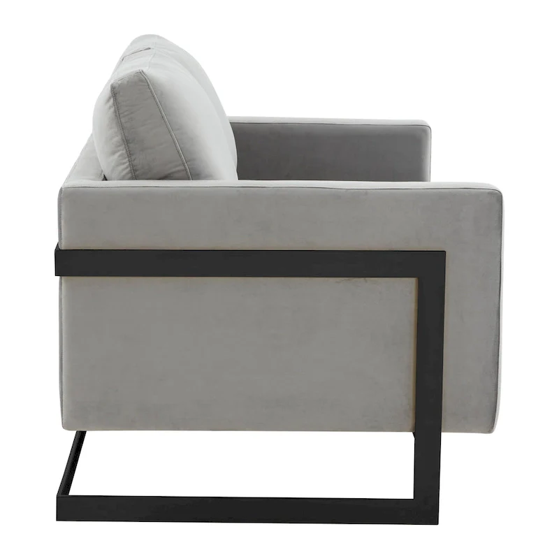 Upholstered Loveseat Sofa in Velvet Fabric with Removable Cushions and Stainless Steel Frame