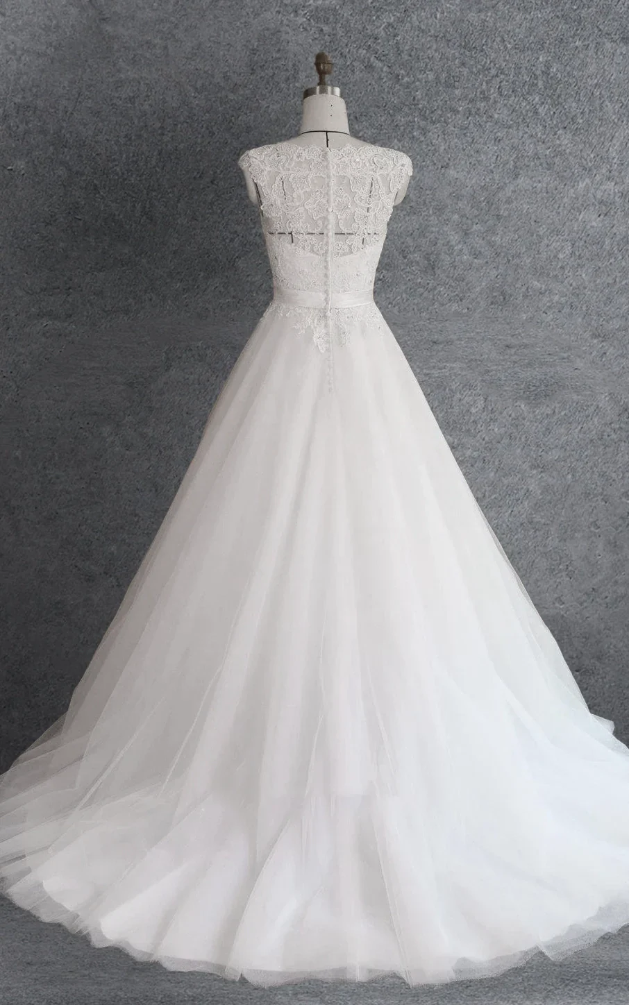 Ball Gown Cap Sleeve Lace Satin Dress With Beading Appliques Illusion