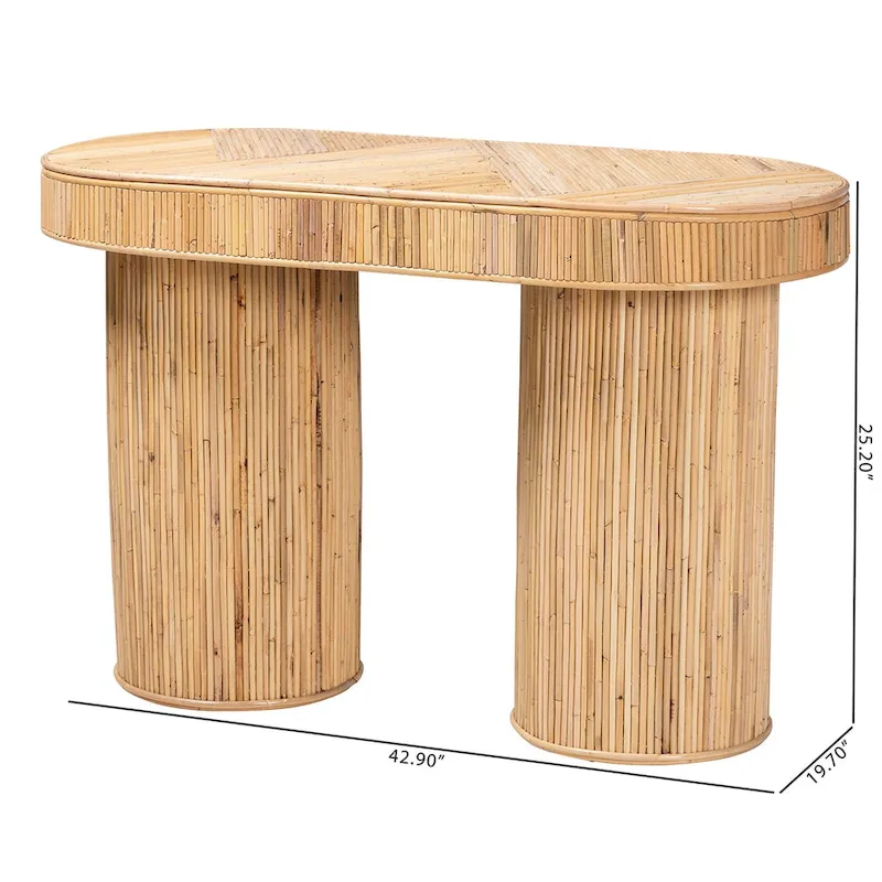 Iryna Modern Bohemian Natural Rattan Console Table