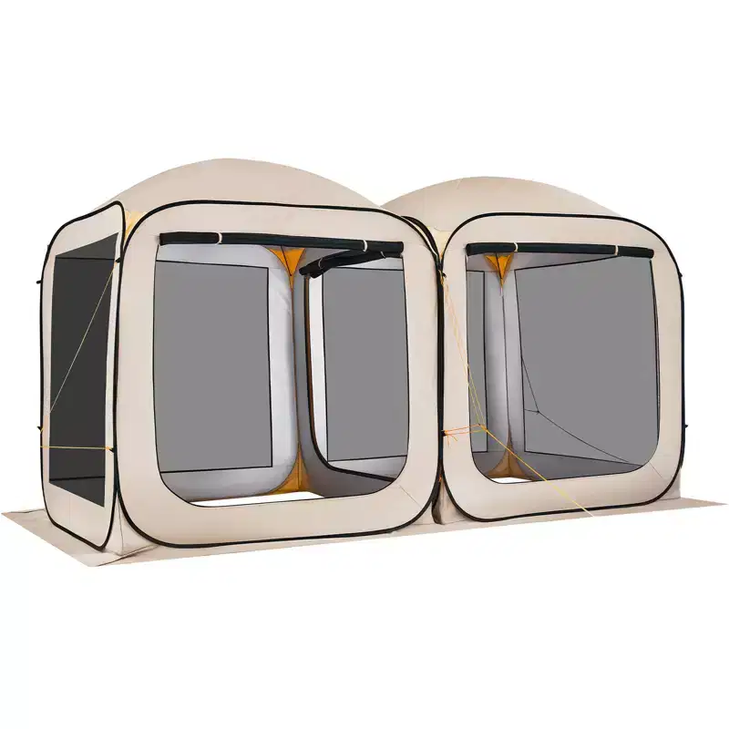 VEVOR Screen House Tent, 12 x 6 ft, 2 in 1 Pop Up Screen Tent, Portable Screened in Canopy with Carry Bag, Netting Sides, Ground Stakes, Beige