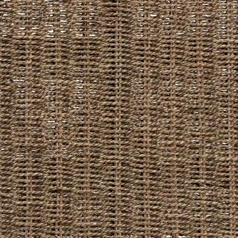 Hermes Mid-Century Modern Transitional Natural Seagrass and Mahogany Wood Bench