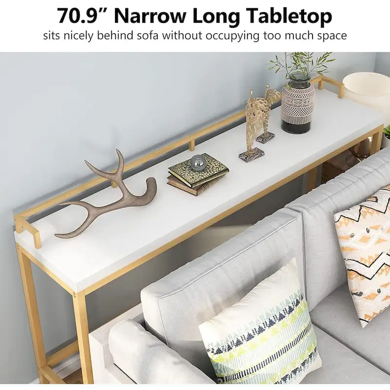Console Table Behind Sofa Couch, 70.9 inch Long Narrow Entry Table