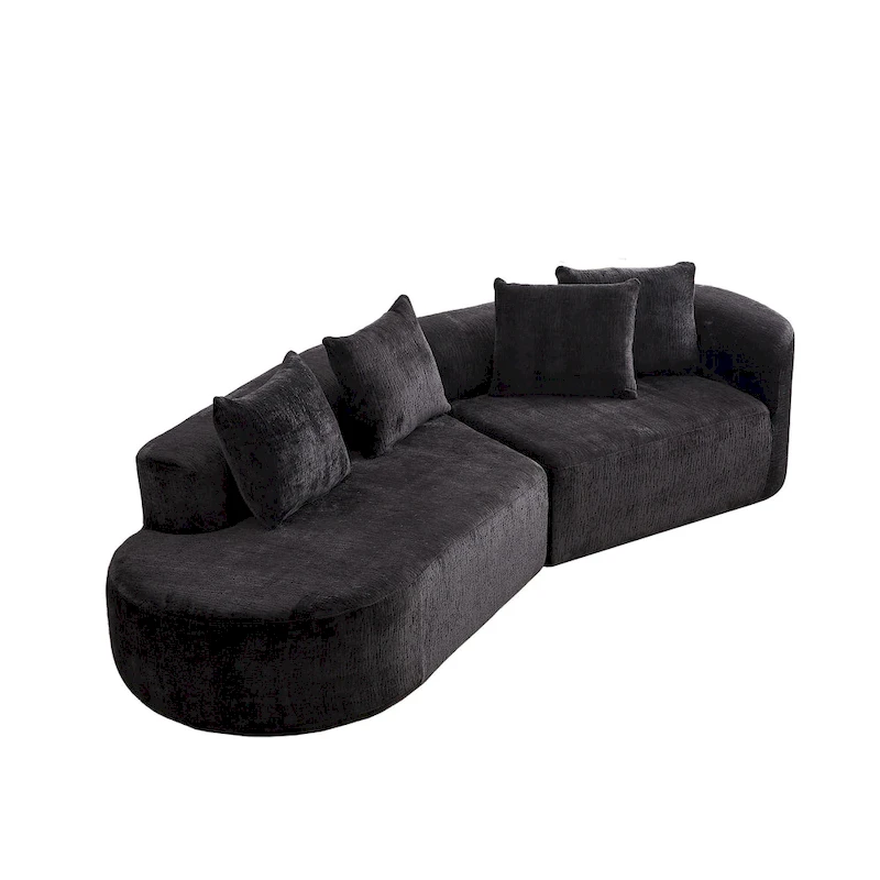 114 Chenille Deep-Seat Sectional Sofa with 4 Pillows