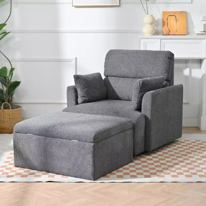 TUYOHW Oversized Accent Chair Set,35.03 Modern Lounge Chair with Storage Ottoman,Deep Seat,Upholstered Armchair for Living Room,Bedroom,Office