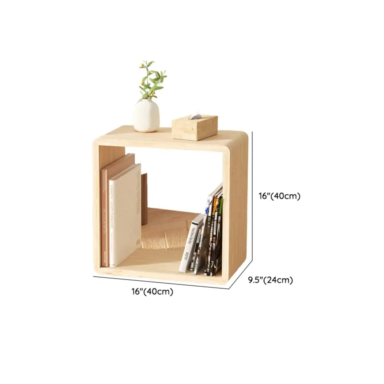 Modern Wooden Natural Open Back Cube Bookcase