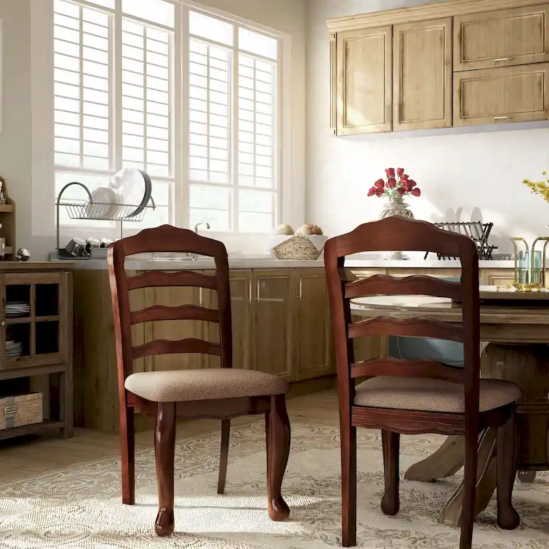 Traditional Wood Ladderback Dining Chairs (Set of 2)