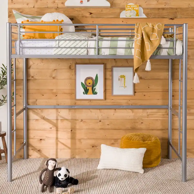 Middlebrook Abner Silver Metal Deluxe Twin Loft Bed