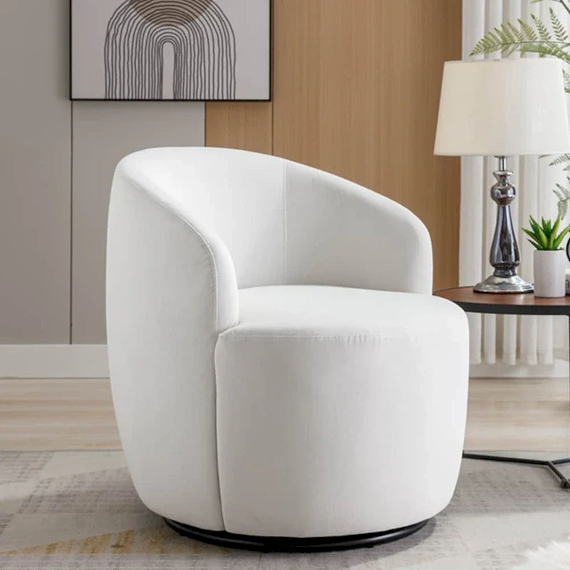 Velvet Swivel Accent Armchair Barrel Chair With Powder Coating Ring