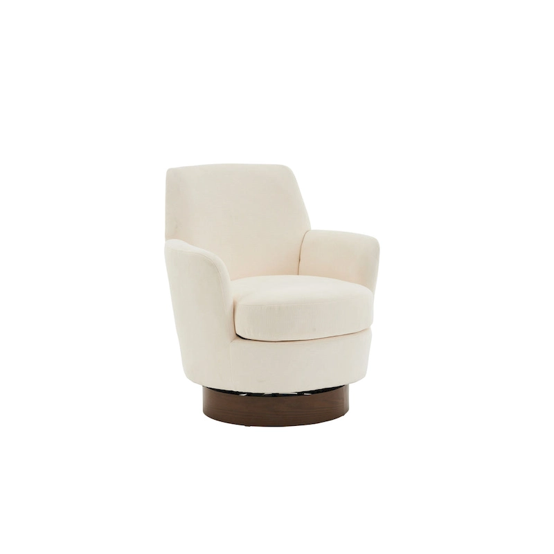 29.3 Upholstered Swivel Barrel Chair with Stainless Steel Base