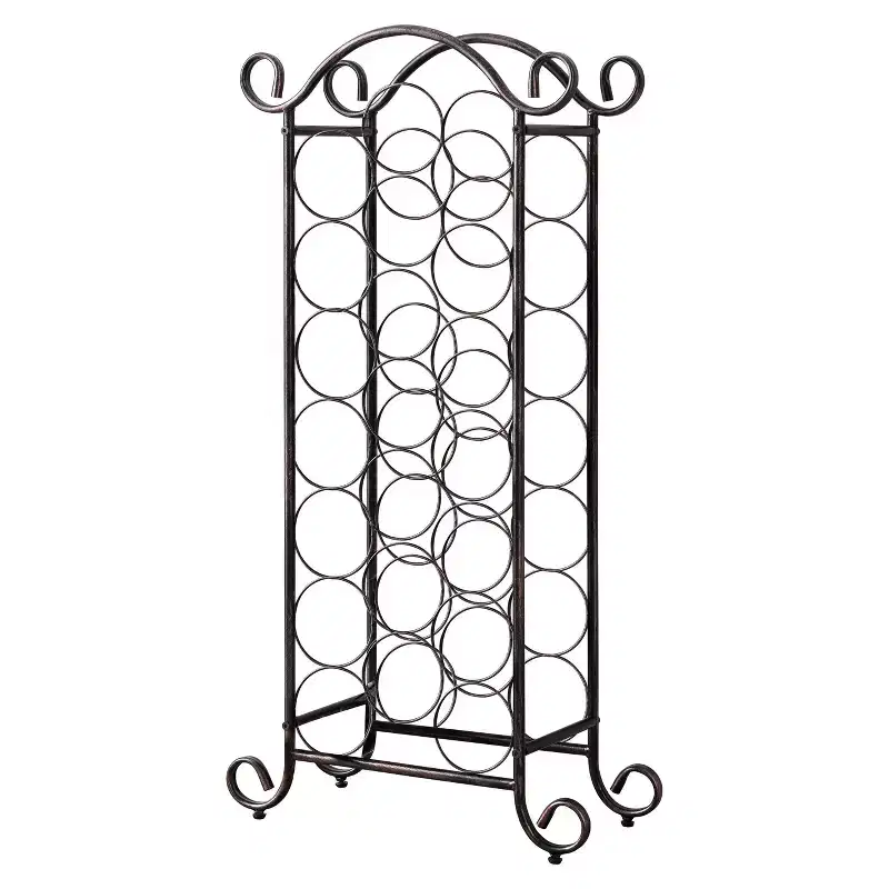 Kings Brand Furniture Linder Floor Freestanding Metal Wine Rack, 21 Wine Bottle Holder Stand, Brushed Copper