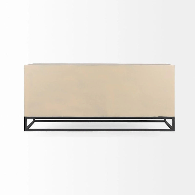 Genevieve II Gray Fir Veneer w/Gold Metal Frame Base 9 Drawer Sideboard