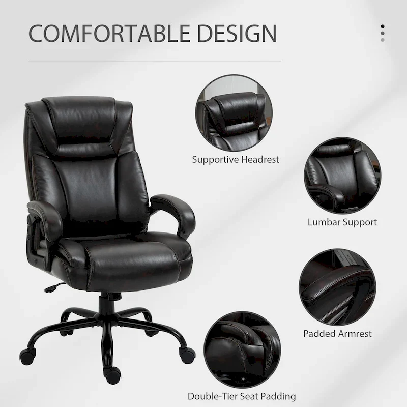 Vinsetto Big and Tall Executive Office Chair 400lbs Computer Desk Chair with High Back PU Leather Ergonomic Upholstery
