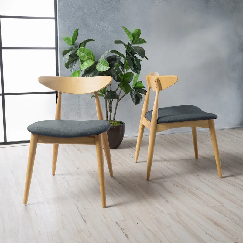 Gray / Light Gray Mid-Century Dining Chair, Set of 2, 1 Person Each