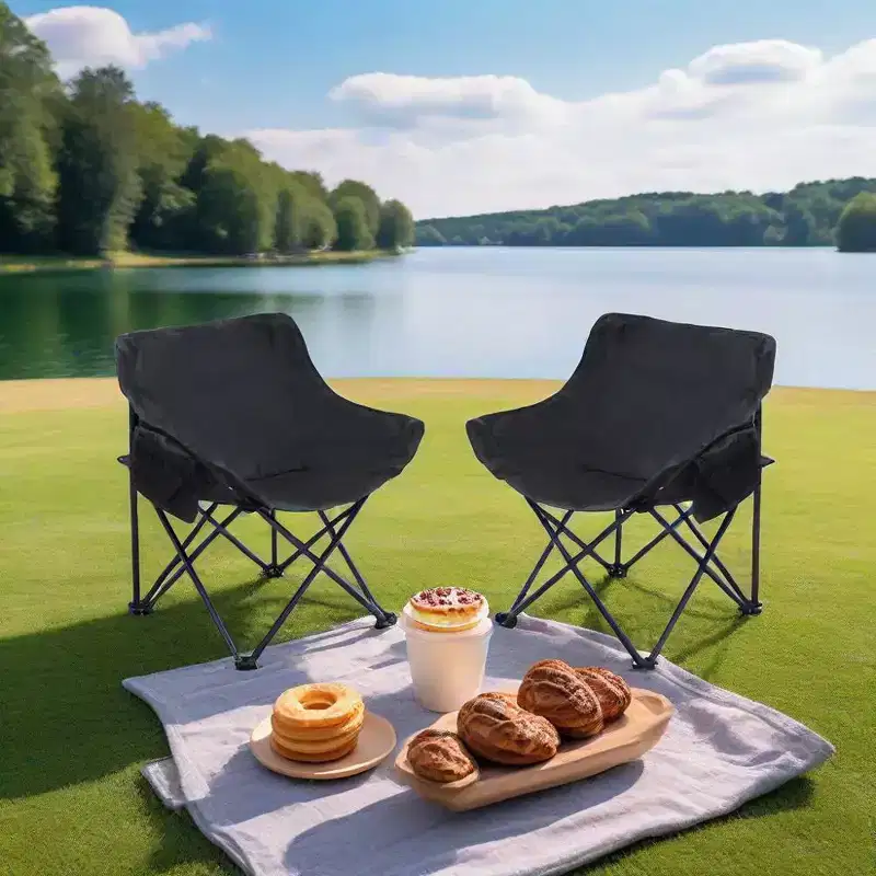 Okak 2PCS Camping Chairs with Carry Bag, Collapsible Chairs with Comfortable Seat, Beach Chair for Picnics, Hiking, Fishing