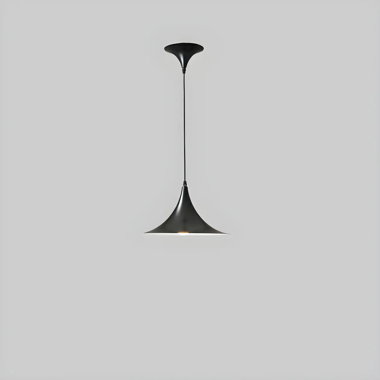 Modern 2-Light Trumpet Black Iron Pendant Light for Kitchen Island