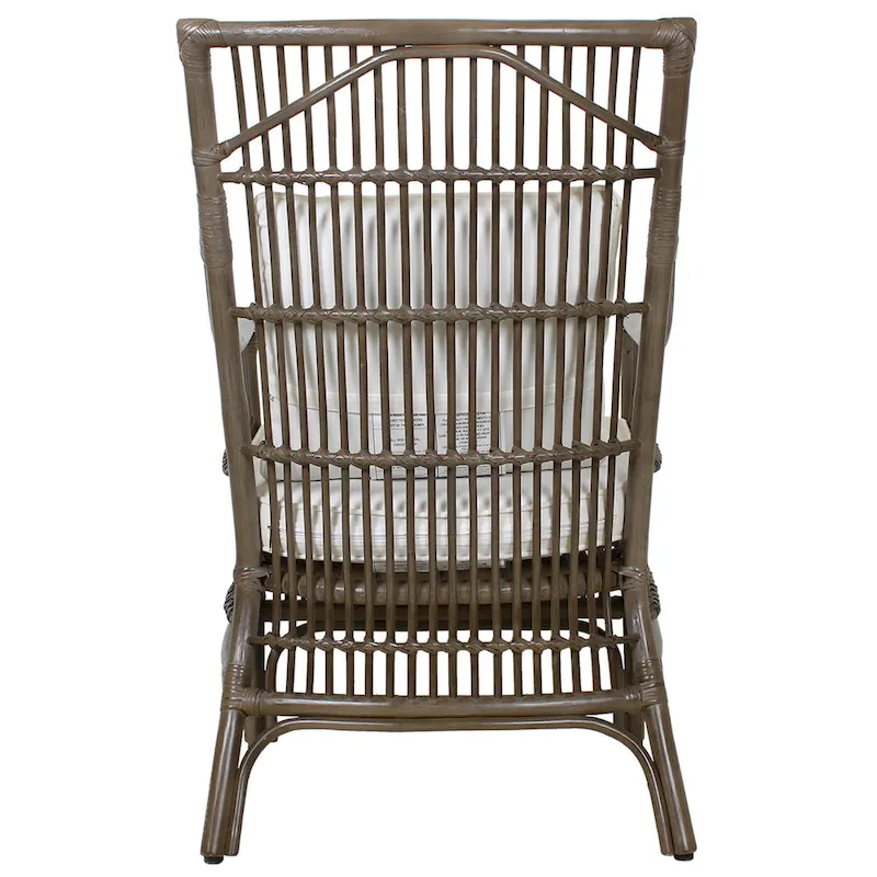 Rattan Slat Back Cushioned Arm Dining Accent Chair by East at Main - 24x25.5x39.25