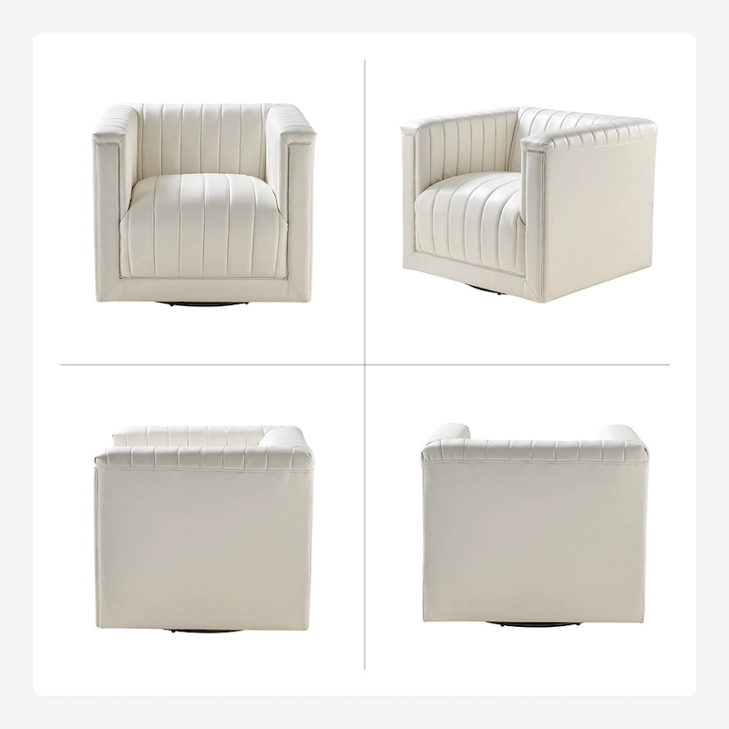 Esteban Modern Leather Upholstered Swivel Barrel Chair Set of 2 by HULALA HOME