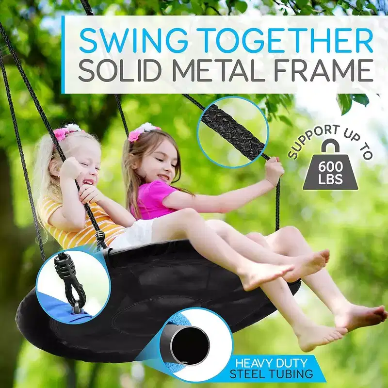 SereneLife Saucer Swing with Hang Kit - Black