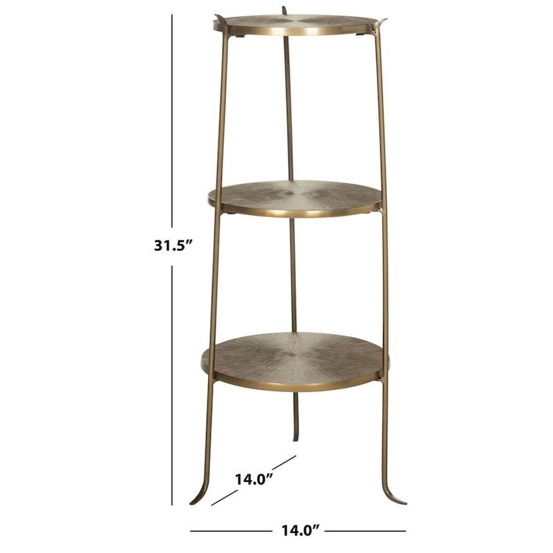SAFAVIEH Jerrie Brass Side Table - 14 x 14 x 31.5 - 14Wx14Dx32H