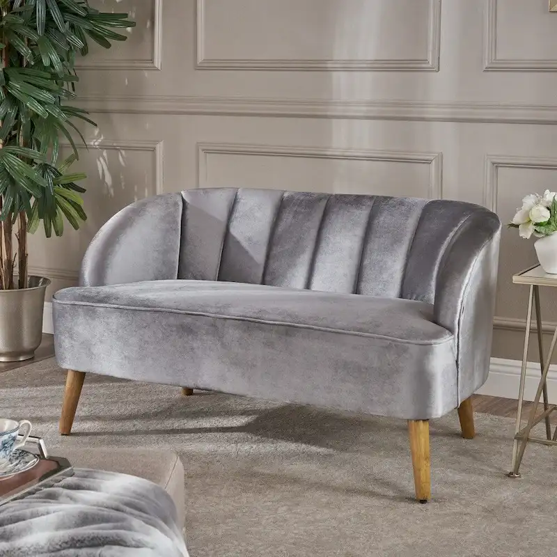 Amaia Retro Modern Velvet Loveseat Sofa by Christopher Knight Home