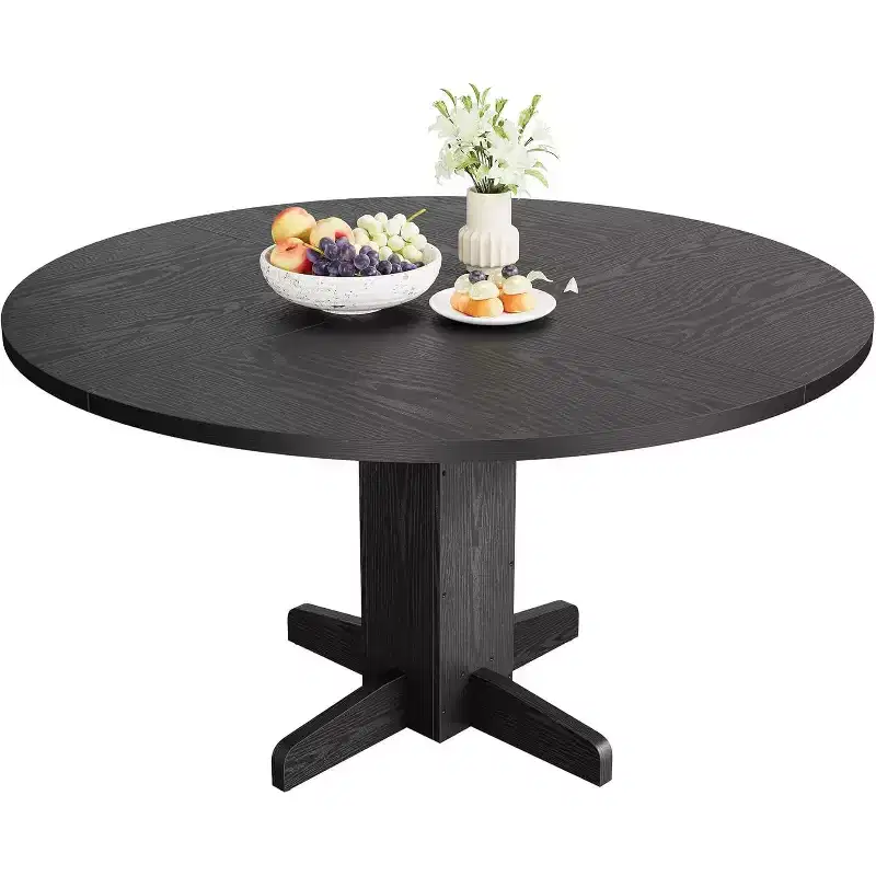 Acekool 47 Round Dining Table, Farmhouse Pedestal Table for 4-6, Dinner Table for Living Room