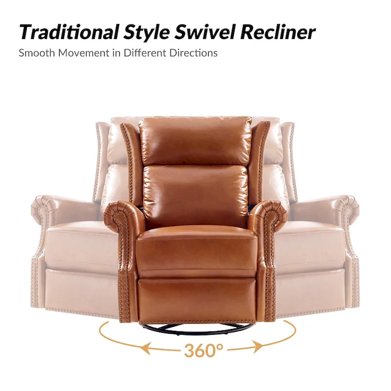Viviana Traditional Genuine Leather Manual Swivel Glider Recliner Set of 2