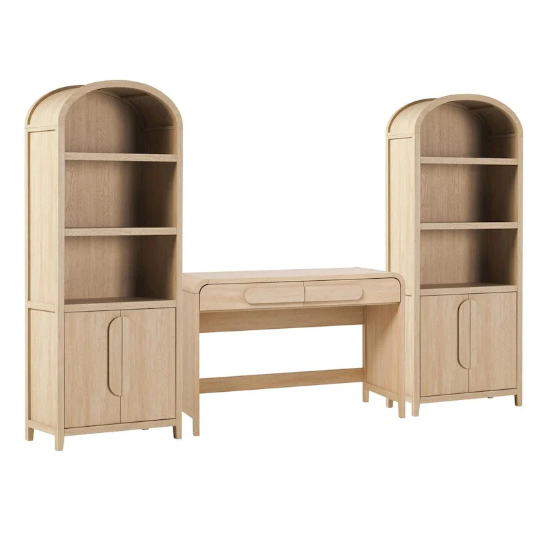 Middlebrook 3-Piece Set Writing Desk with 2 Cabinet Bookcases