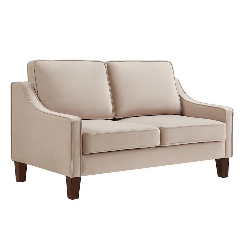 Modern Upholstered Sofa with Removable Cushions and Scooped Arms