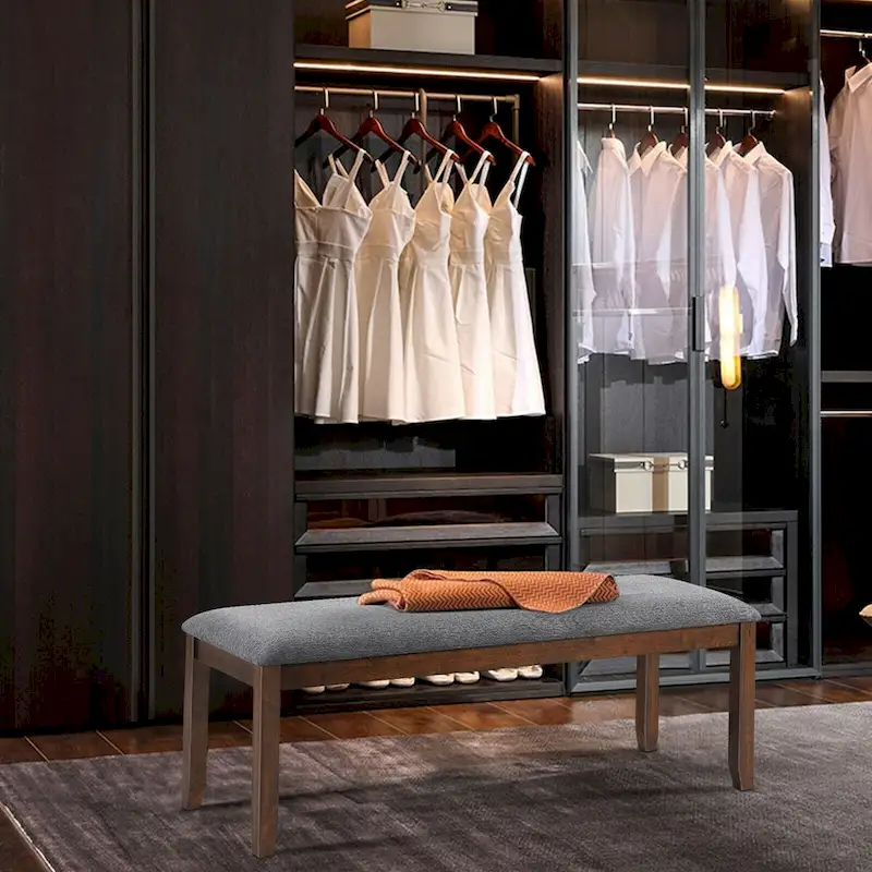 Upholstered Entryway Bench Footstool with Wood Legs - 47.5  x 15.5  x 19.5  (L x W x H)