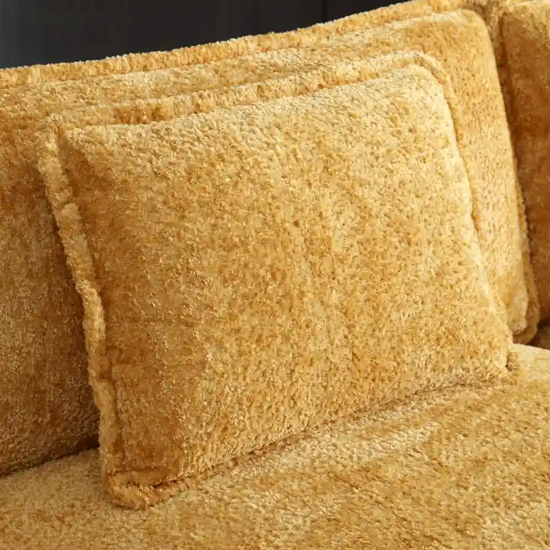 Yellow 112.2 L-Shaped 4-Seat Sectional Sofa in Modern Boucle Fabric with Removable Cushions and Detachable Armrests