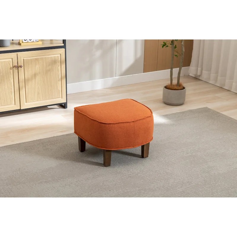 Mid-Century Upholstered Barrel Accent Round Arm Chair with Ottoman