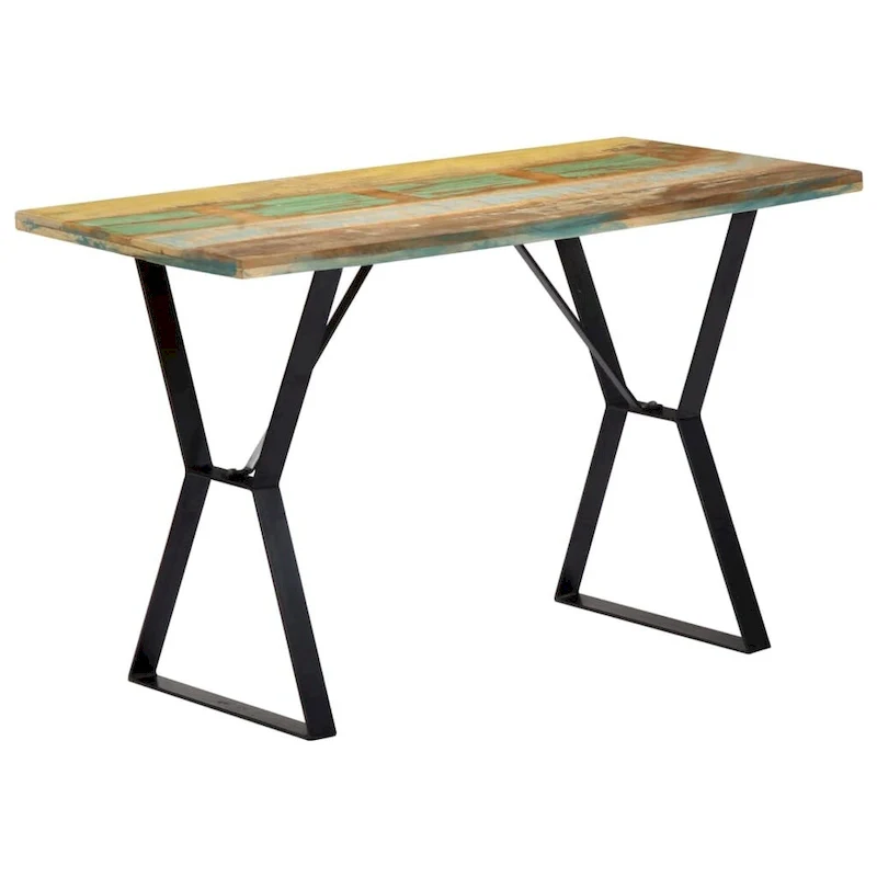 Solid Reclaimed Wood Dining Table with Iron Legs — 47.2 x 23.6 x 29.9