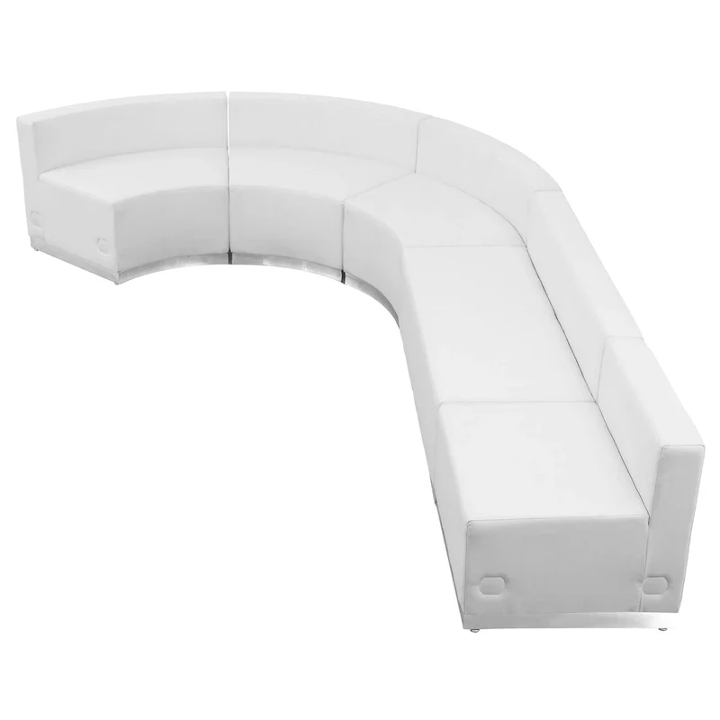 White/Black LeatherSoft Modular Reception Sofa Set, L-Shape, Seats 5
