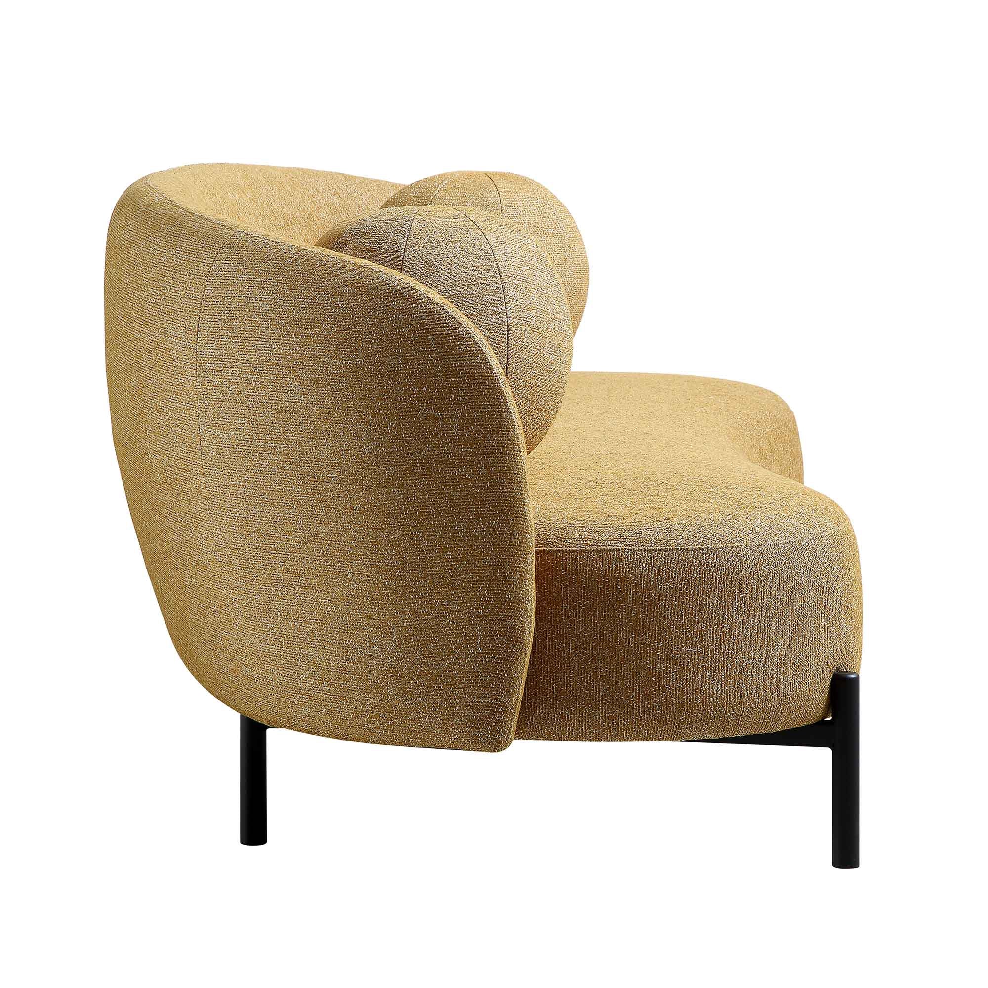 3-Seater Curved Sofa with Ball Cushions, Marigold Textured Fabric