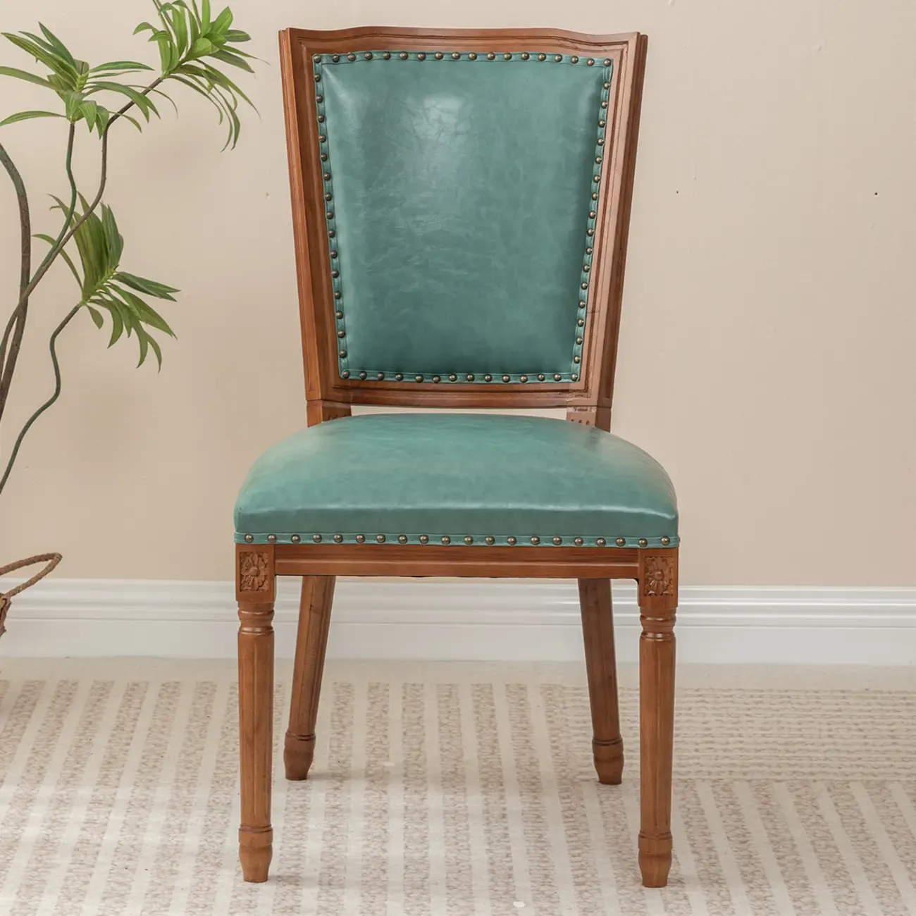 Mid Century Modern Solid Back Armless Wooden Dining Chairs