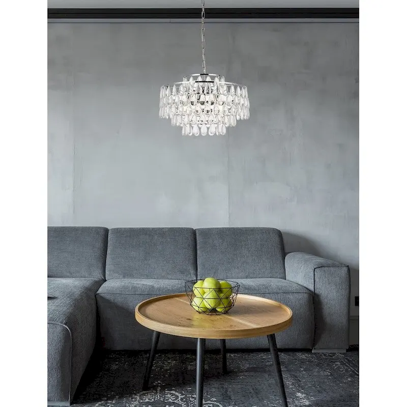Elegant Lighting 1102D20 Mila 5 Light 20  Wide Crystal Pendant with
