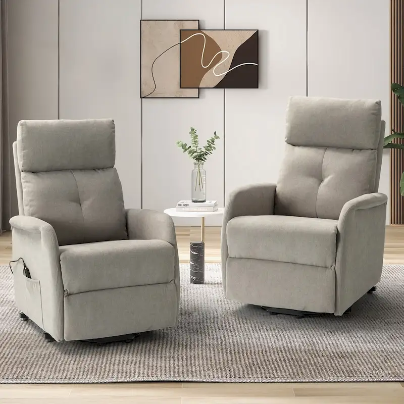 Elisa Power Remote Lift Assist Recliner Set Of 2 with Metal Base