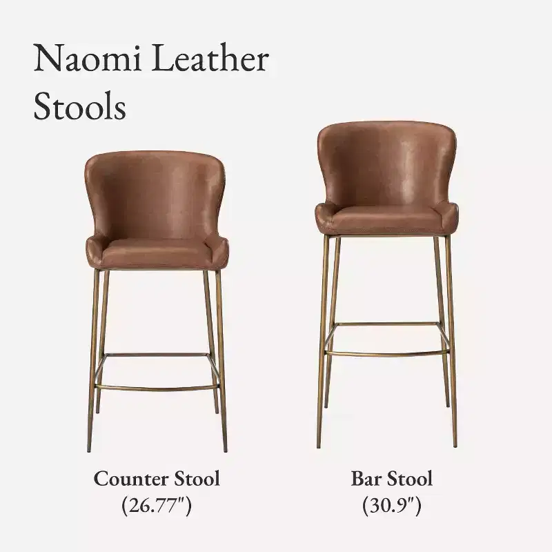 Maven Lane Naomi Metal Counter Stool with Faux Leather 27